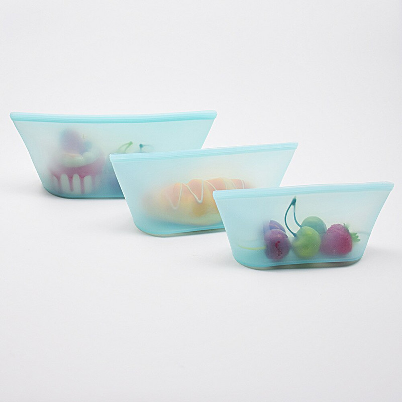 8 bucăți/set pungă cu fermoar pentru alimente din silicon, pungă reutilizabilă pentru păstrarea în stare proaspătă pentru fructe și legume.