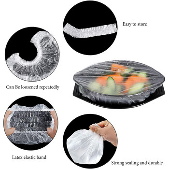 300 τμχ Κάλυμμα φαγητού μίας χρήσης Πλαστική περιτύλιξη Ελαστικά καπάκια φαγητού για μπολ φρούτων Φλιτζάνια Καπάκια αποθήκευσης Κουζίνα Fresh Keeping Saver Bag