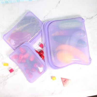 3 vnt. Daugkartinio naudojimo maisto laikymo maišelis, nepralaidus užšaldymui, šviežiai laikomas sandarus maisto maišelis