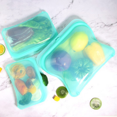 3 vnt. Daugkartinio naudojimo maisto laikymo maišelis, nepralaidus užšaldymui, šviežiai laikomas sandarus maisto maišelis