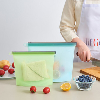 Силиконови контейнери за съхранение на храна Непропускливи контейнери Подопаковки за храни за многократна употреба Замразена чанта за съхранение Хладилник Торба за плодове Опаковка