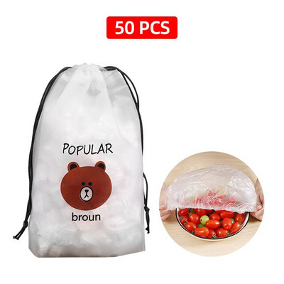 50/100 buc Huse reutilizabile pentru depozitarea alimentelor, necesare pentru bucătărie, pungi pentru boluri, ajustabile, universale, pentru păstrarea alimentelor în stare proaspătă