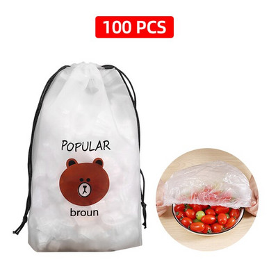 50/100 buc Huse reutilizabile pentru depozitarea alimentelor, necesare pentru bucătărie, pungi pentru boluri, ajustabile, universale, pentru păstrarea alimentelor în stare proaspătă