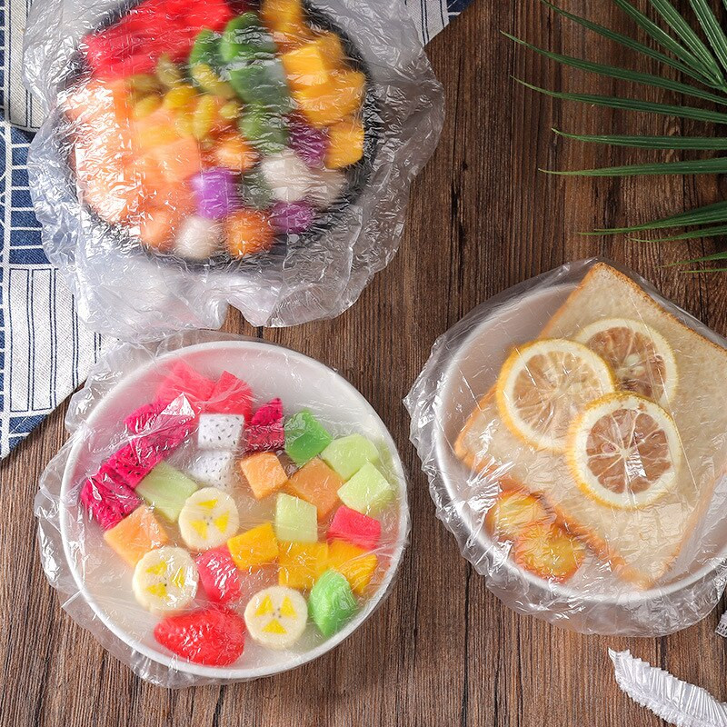 50/100 buc Huse reutilizabile pentru depozitarea alimentelor, necesare pentru bucătărie, pungi pentru boluri, ajustabile, universale, pentru păstrarea alimentelor în stare proaspătă