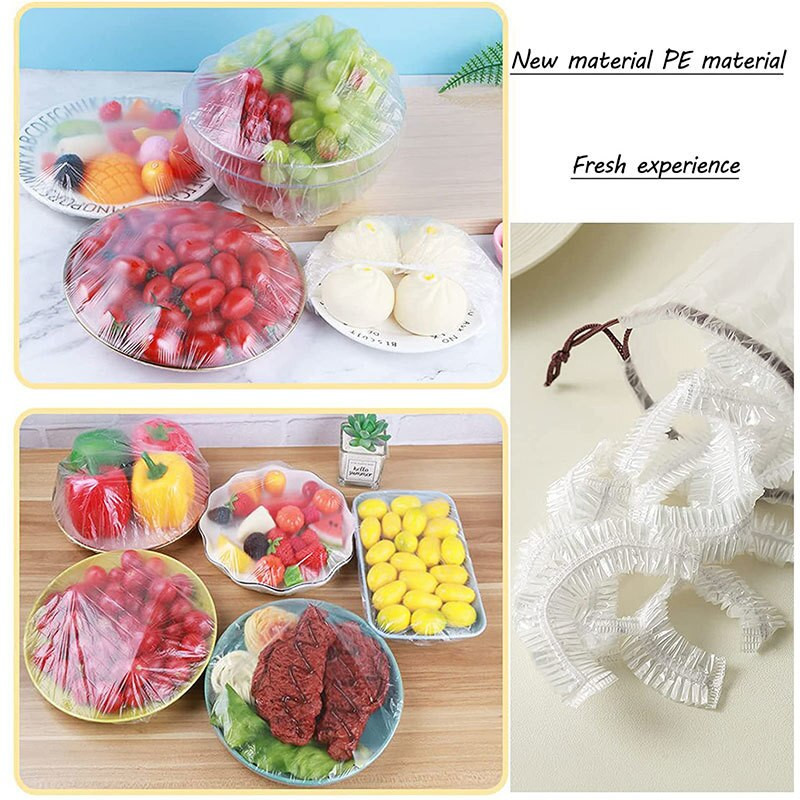 50/100 buc Huse reutilizabile pentru depozitarea alimentelor, necesare pentru bucătărie, pungi pentru boluri, ajustabile, universale, pentru păstrarea alimentelor în stare proaspătă