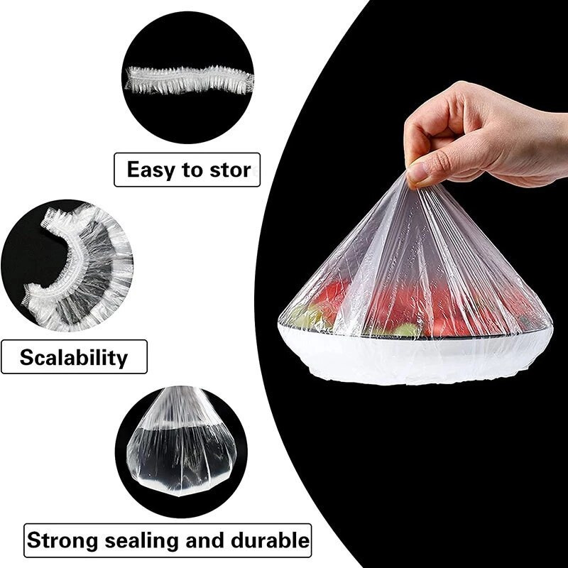 50/100 buc Huse reutilizabile pentru depozitarea alimentelor, necesare pentru bucătărie, pungi pentru boluri, ajustabile, universale, pentru păstrarea alimentelor în stare proaspătă