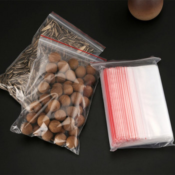 100 бр./лот 5 размера Прозрачни самозалепващи се запечатващи торбички Пластмасови торбички за опаковане на бижута Затварящи се с цип полиетиленови торбички за съхранение на храна