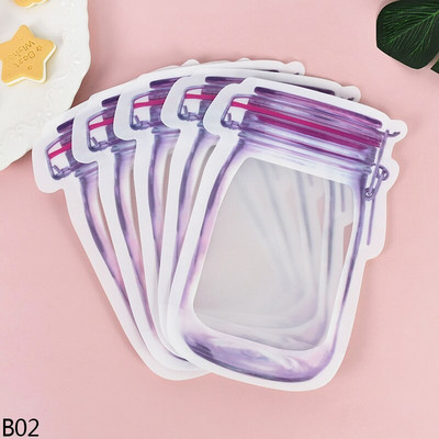 5/10db Újrafelhasználható befőttesüveges cipzáras zacskók Álló ételtároló snack zacskók Vízálló tömítés Friss konyhai rendszerező Ziplock palackok