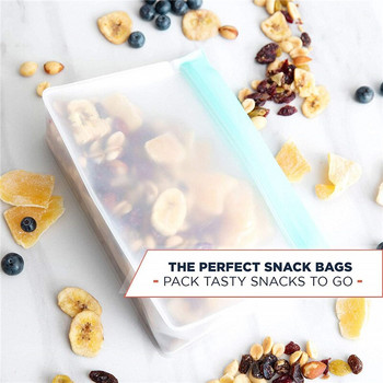 3Pcs PEVA чанта за съхранение на храна Надстройка Непропусклива горна стойка за многократна употреба Сандвич с цип Силиконова чанта за консервиране на храна