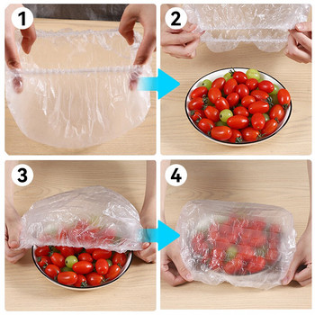 50/100 τμχ Κάλυμμα φαγητού μιας χρήσης Πλαστική περιτύλιξη Ελαστικά καπάκια φαγητού για μπολ φρούτων Φλιτζάνια Καπάκια αποθήκευσης Κουζίνα Fresh Keeping Saver Bag