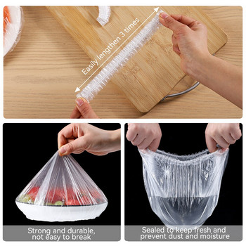 50/100 τμχ Κάλυμμα φαγητού μιας χρήσης Πλαστική περιτύλιξη Ελαστικά καπάκια φαγητού για μπολ φρούτων Φλιτζάνια Καπάκια αποθήκευσης Κουζίνα Fresh Keeping Saver Bag