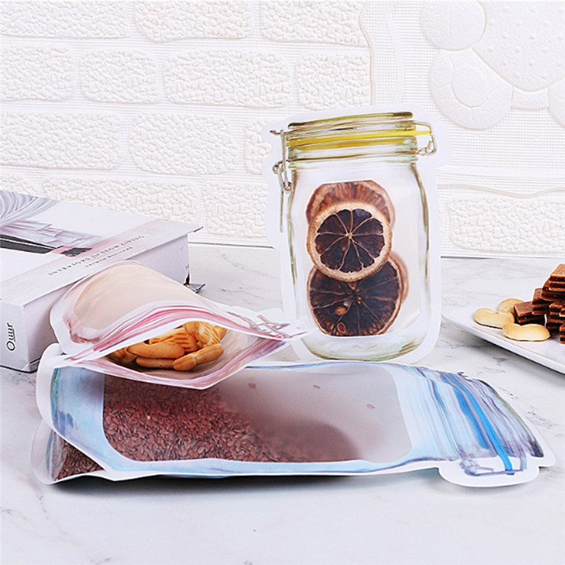 20 vnt. Daugkartinio naudojimo užtrauktuku užrakinami maišeliai Mūriniai stiklainiai Buteliai Krepšiai Riešutai Saldainiai Sausainiai Vandeniui atsparus sandariklis Šviežio maisto laikymas Užkandžiai Sumuštinių maišeliai