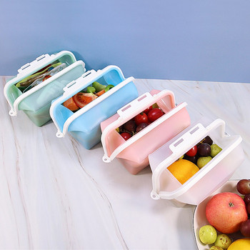 Силиконова кутия за съхранение на храна за многократна употреба Съхраняване на свежест на плодове, зеленчуци, хрупкавост, сгъваема чанта за съхранение, хладилник, микровълнова печка, отопление