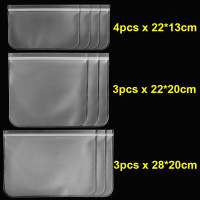 10 vnt. Silikoniniai maisto saugojimo maišeliai, sandarūs daugkartiniai šaldiklio maišeliai.