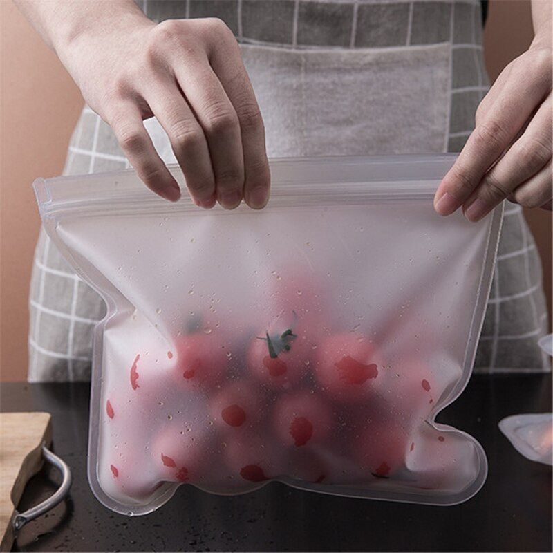 10 vnt. Silikoniniai maisto saugojimo maišeliai, sandarūs daugkartiniai šaldiklio maišeliai.