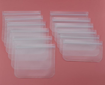 Прозрачна нова силиконова чанта за съхранение на храна Многократна чанта за фризер Ziplock Непропусклива горна кутия за обяд Плодове Кухненски органайзер FDA