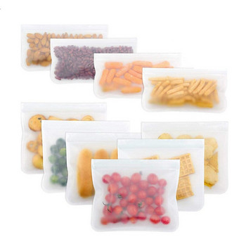 Прозрачна нова силиконова чанта за съхранение на храна Многократна чанта за фризер Ziplock Непропусклива горна кутия за обяд Плодове Кухненски органайзер FDA