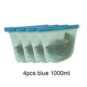 WLMALL 4 DB 1000 ml / 1500 ml szilikon zacskó Újrahasználható szilikon élelmiszertáska Zero Waste Ziplock élelmiszertároló táska Hűtőszekrény friss zacskók