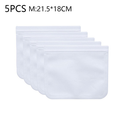 Pungi reutilizabile pentru depozitarea alimentelor pentru frigider, pungă cu fermoar cu zero deșeuri, pungă pentru congelator din PEVA, pungă etanșă pentru sandvici, gustări de bucătărie, fructe, cutie de prânz