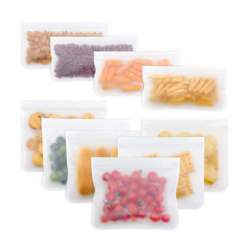 Pungi reutilizabile pentru depozitarea alimentelor pentru frigider, pungă cu fermoar cu zero deșeuri, pungă pentru congelator din PEVA, pungă etanșă pentru sandvici, gustări de bucătărie, fructe, cutie de prânz