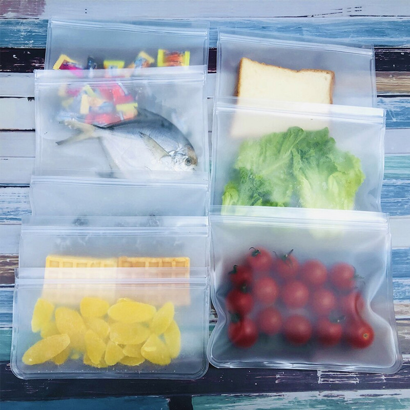 Pungi reutilizabile pentru depozitarea alimentelor pentru frigider, pungă cu fermoar cu zero deșeuri, pungă pentru congelator din PEVA, pungă etanșă pentru sandvici, gustări de bucătărie, fructe, cutie de prânz