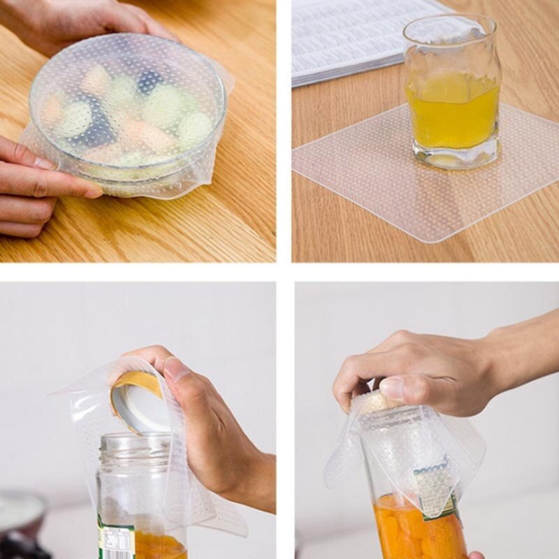 Daugiafunkciniai daugkartinio naudojimo silikoniniai maisto įvyniojimai sandarinimo dangtelis, tamprus maistas šviežiai išlaikomas Saran Wrap maisto laikymo talpyklos vakuuminis dangtelis