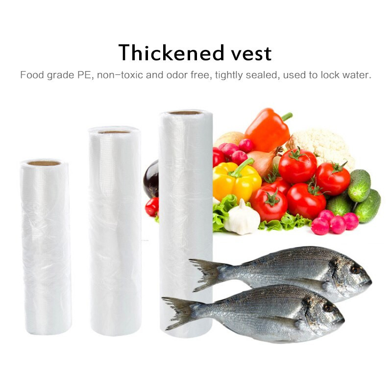 1 tekercs 100 db mellényszerű élelmiszertartós zacskó a könnyű összecsomagoláshoz és kivonáshoz, nem könnyű széttépni az otthoni konyhai eszközöket