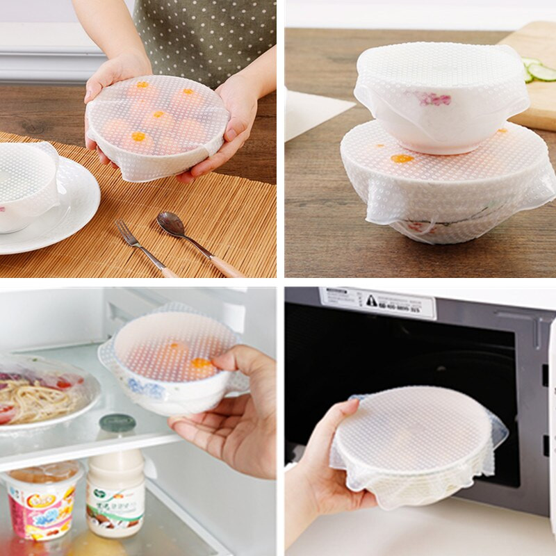 3 DB Élelmiszer-takaró sapka Szilikon sztreccs fedők Csomagolás Zöldség Gyümölcs Levesfazék csésze Újrafelhasználható, frissen eltartható fedők takaró konyhai eszköz