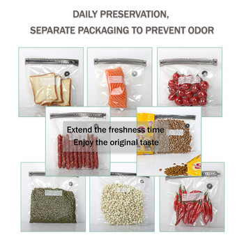Вакуумни торбички с цип, двуслойна вакуумна торбичка за многократна употреба Sous Vide, кухня за съхранение на храна със скоби за уплътняване, ръчна помпа