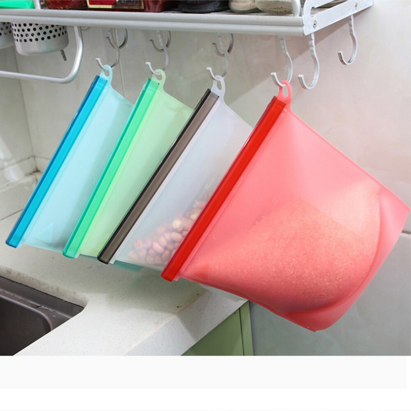 Pungi din silicon Reutilizabile, din silicon, 500 ml, pungă pentru alimente, cu sigilare ermetică, pungă pentru conservarea alimentelor, de calitate alimentară pentru legume, lichide, gustări, carne