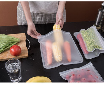 Силиконова чанта за съхранение на храна Чанта за свежест на храна Хладилна чанта за съхранение на храна Запечатана торба за храна за плодове и зеленчуци може да се използва повторно