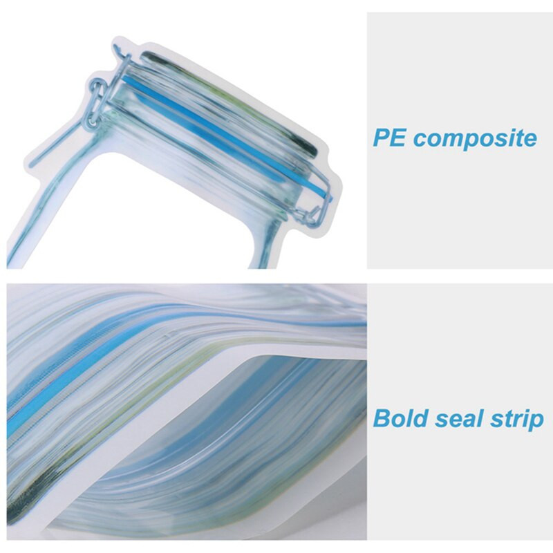 12 buc. Sticle reutilizabile Mason Borcane Saci Nuci Bomboane Biscuiti Pungă Sigiliu Pungă pentru depozitarea alimentelor proaspete Gustări Fermoar Organizator de bucătărie sigilat