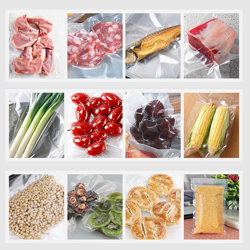 100 buc/lot Pungă de depozitare din plastic pentru sigilare în vid pentru mașină de sigilare în vid pentru ambalaj pentru ambalaj pentru economisitor de alimente rulouri pentru ambalare pungi de sigilare