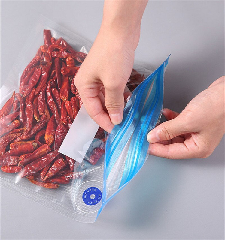 Vákuumos kompressziós zsák Újrafelhasználható hűtőszekrény tároló Háztartási zöldség frissen tartó táska Élelmiszer minőségű préselt élelmiszer tároló táska