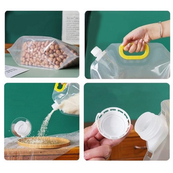 5Pcs Grain Seal Bag Влагоустойчива торба за опаковане на храни Прозрачни запечатващи торби за многократна употреба Кухненски контейнер за съхранение