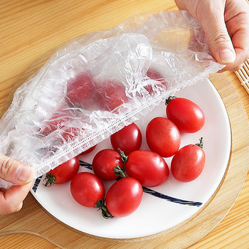 100 τμχ Πλαστική σακούλα μίας χρήσης Κάλυμμα τροφίμων Περιτύλιγμα Ελαστικές σακούλες τροφίμων Αποθήκευση Οργανωτής κουζίνας Φρέσκια τσάντα για φρουτιέρα Καπάκια Συσκευασία