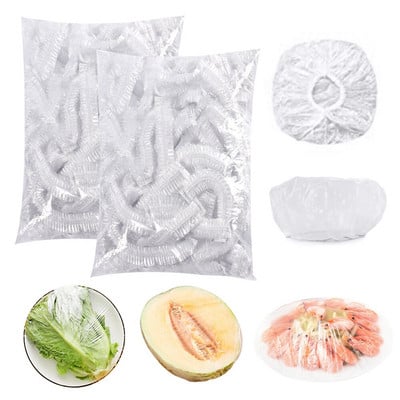 100pcs Disposable Plastic Bag Food Cover Wrap Elastic Food Bags Storage Kitchen Organizer Fresh Bag For Fruit Bowls Caps Packing