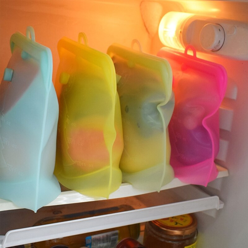 Szilikon újrafelhasználható élelmiszertáska 500 ml/1000 ml/1500 ml szivárgásmentes tartály