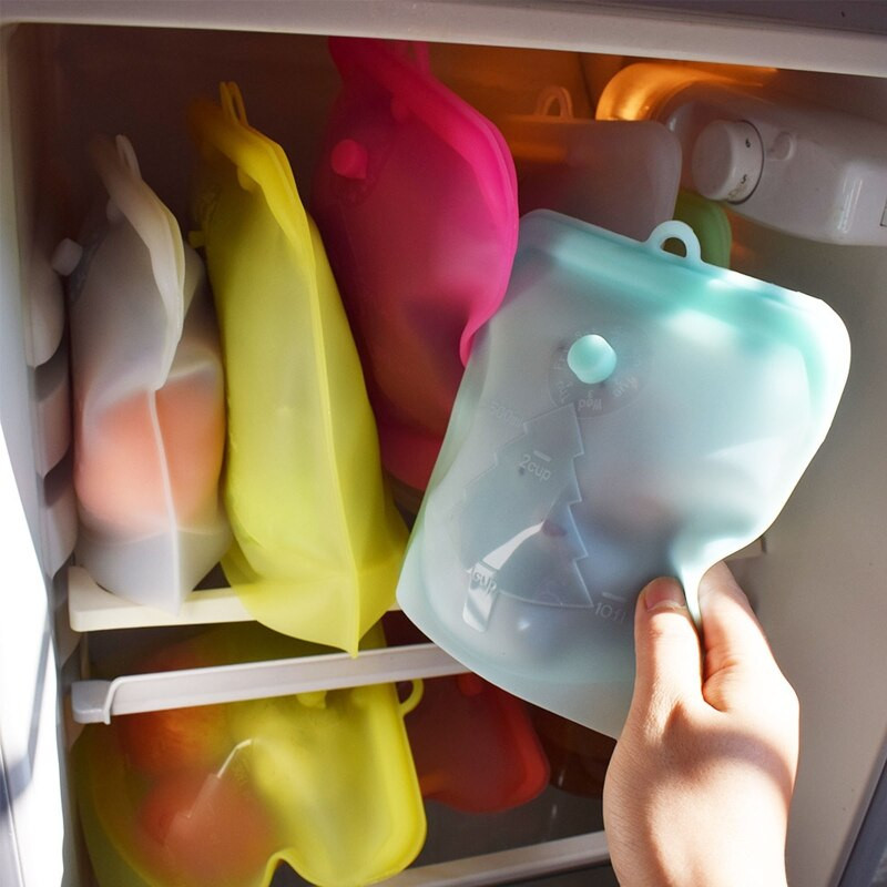 Szilikon újrafelhasználható élelmiszertáska 500 ml/1000 ml/1500 ml szivárgásmentes tartály