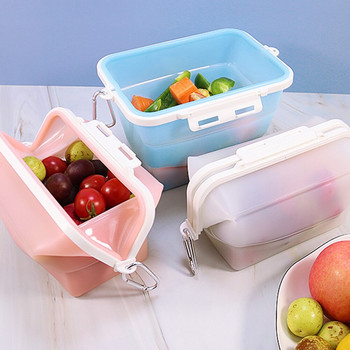 Силиконова кутия за съхранение на храна за многократна употреба Съхраняване на свежест на плодове, зеленчуци, хрупкавост, сгъваема чанта за съхранение, хладилник, микровълнова печка, отопление