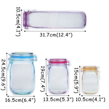Многократна употреба Чанти за бутилки Mason Jar Водоустойчиво уплътнение Чанта за съхранение на прясна храна Ядки Чанта за бонбони Бисквити Чанта с цип за кухненски органайзер