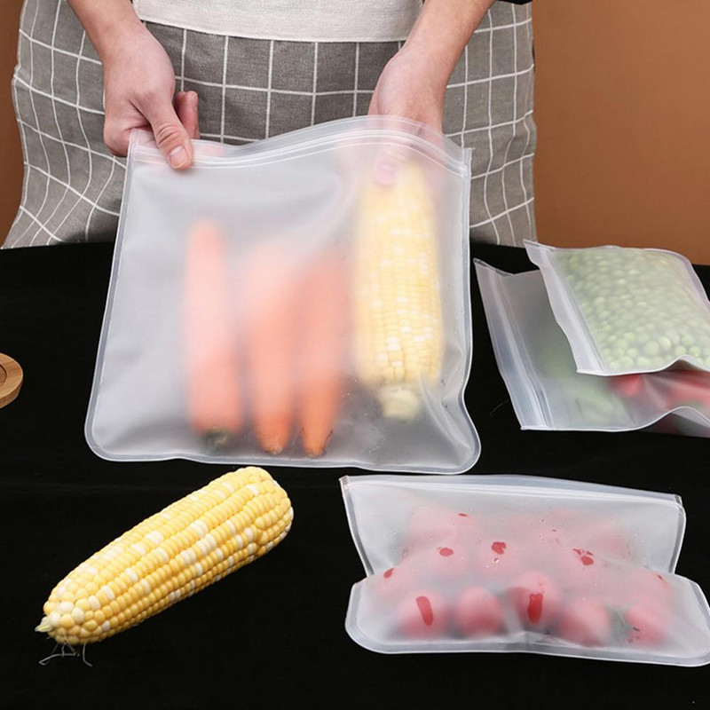 Recipiente din silicon pentru depozitarea alimentelor Recipiente rezistente la scurgeri, reutilizabile, în picioare, cu fermoar.