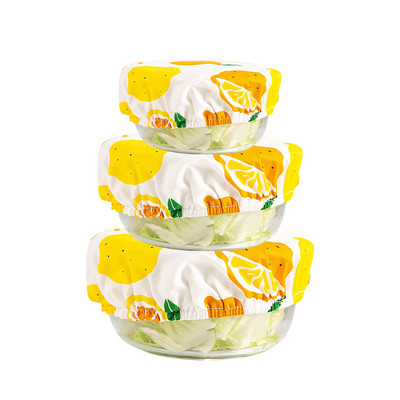 Bowl Stretch légmentes élelmiszer Ust fedők Újrafelhasználható Halo edényhuzatok 3db pamut nem szivárog friss tömítés porvédő kendő