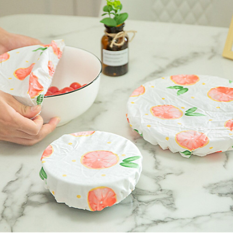 Bowl Stretch légmentes élelmiszer Ust fedők Újrafelhasználható Halo edényhuzatok 3db pamut nem szivárog friss tömítés porvédő kendő