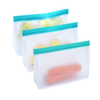 Silikoninis maisto laikymo maišelis Daugkartinis šviežiai laikomas maišelis vaisių ir daržovių sandarus maišelis Neperšlampamas maisto šaldiklio užtrauktukas