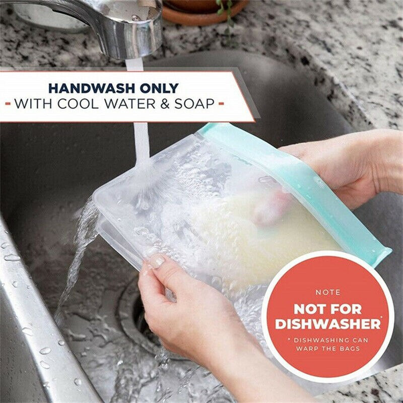 Silikoninis maisto laikymo maišelis Daugkartinis šviežiai laikomas maišelis vaisių ir daržovių sandarus maišelis Neperšlampamas maisto šaldiklio užtrauktukas