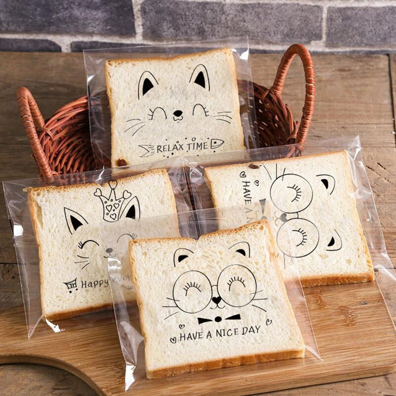 100 vnt. Naudingi skrebučio maišeliai Lengva naudoti mielas animacinio rašto maisto produktų vyniojimo sausas vandeniui atsparus vaško popierius