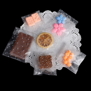 100 БР. Пластмасови бели самозалепващи се чанти на точки Подаръчни опаковъчни чанти Пластмасови бижута, бонбони, бисквитки, опаковъчни чанти Сватбен декор