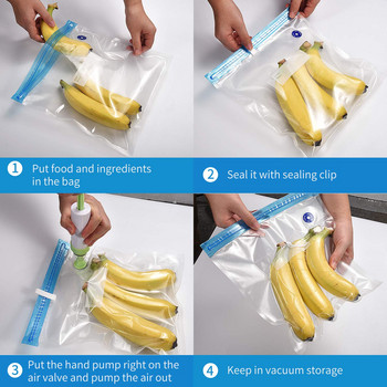 Комплекти вакуумни торби за многократна употреба Вакуумно запечатани торбички с ръчна помпа за запечатване на торбичка Опаковка за храна за съхранение на храна Замразяване