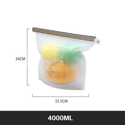 Extra nagy 4000 ml-es szilikon élelmiszer-megtakarító zacskók Újrahasználható szilikon élelmiszertároló táska Szendvics, folyékony, uzsonna, hús, zöldség